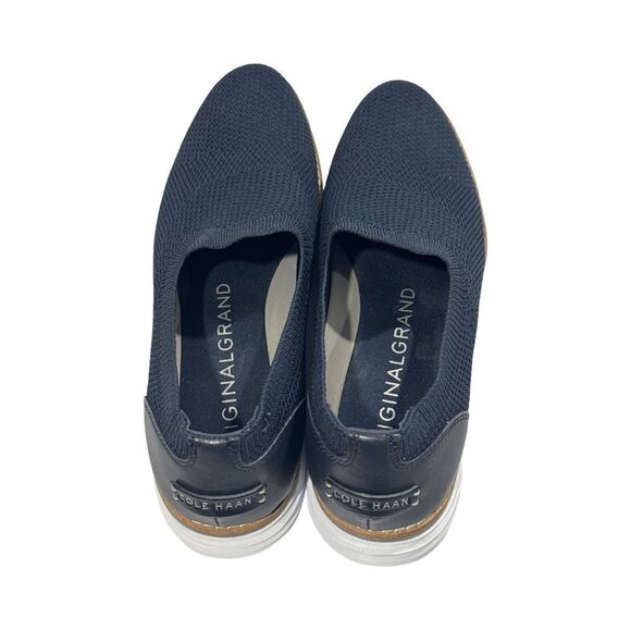 COLE HAAN WOMEN'S ORIGINAL GRAND CLOUDFEEL MERIDIAN LOAFER NAVY KNIT-OPTIC WHITE - Picture 3 of 8
